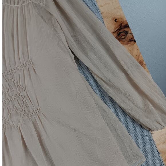 Studio M Rebecca Blouse Womens Large Wheat Brown Lined Shear Summer Casual - Picture 3 of 14